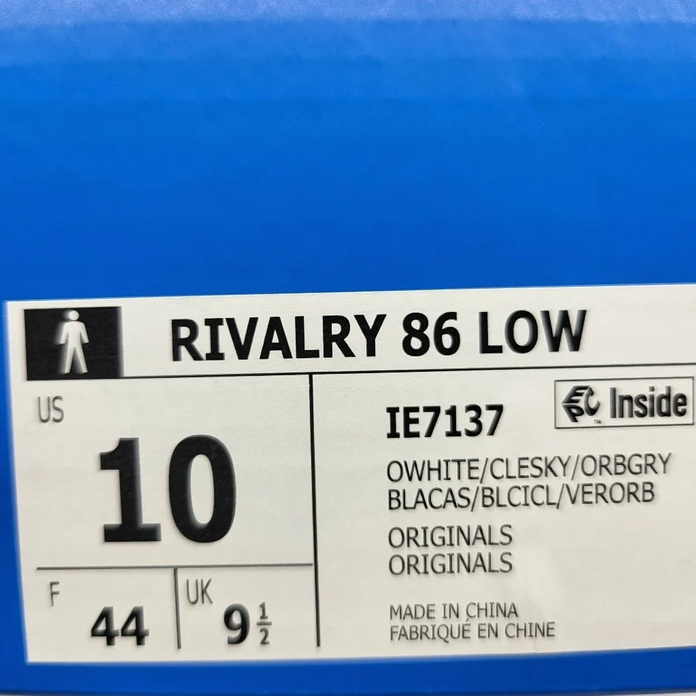 New Adidas Rivalry Low 86 'Off White Clear Sky Pony-Hair' Men's Shoes Size 10 - Picture 9 of 9